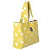 Yellow Greenwich Polo Club beach bag 50x38 cm with large woven dot pattern, super soft cushioned shoulder handles and jacquard cotton fabric.