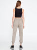 Back view of Kasha elegant light beige jogger pants for women, soft breathable summer trousers available at VVC SHOP Sitia