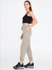 Side view of Kasha women’s summer jogger pants in ultra-light modal polyester fabric, breathable comfort trousers for warm weather