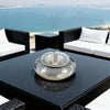 Durable aluminum ashtray adding elegance to cafe or hotel setting