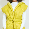 yellow - apple green - lime green puffer vest with belt