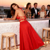 Melody Top beachwear styling, multi-tie backless macramé top, sexy cropped fit, smart casual red top 