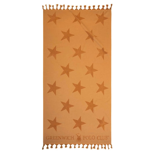 Luxury jacquard cotton beach towel 90x170 cm in mustard yellow