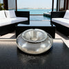 Sleek minimalist aluminum ashtray for indoor and outdoor use