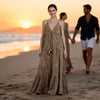 Civico 1 camel leopard print maxi dress for summer fashion in Crete