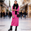 Michela Mii Soft Knit Long Sleeve Maxi Dress – Made in Italy | Elegant V-Neck Straight Fit