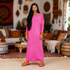 Elegant straight fit maxi wool dress dress in soft viscose blend fabric PINK