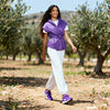 purple hooded vest with wide armholes and tie belt from VVC Shop Sitia