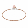 Rose-nude rhinestone choker necklace with centred blush textile flower on a white background by VVC.