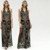 VVC brown mesh cover-up styled for beach or resort wear