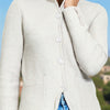 Close-up of creme cardigan buttons and ultra soft viscose knit – Made in Italy, VVC Shop Sitia