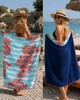Coral tie-dye MiandMi pareo beach towel styled for luxury Greek island holidays and beach escapes in Sitia Crete