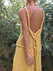 Back view of Athena maxi dress showing lace tie and folded waist detail