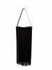 VVC handmade boho shoulder bag with black pompom decor, natural raffia body and extra long black satin fringes