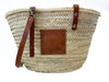 Handmade VVC™ crossbody palm leaf basket with brown leather strap and leather pocket. Lightweight shopping bag, beach tote and travel basket available in Sitia, Crete and online.