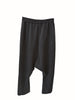 Flat-lay front view of VVC dark-grey harem trousers with tapered legs and a relaxed low-crotch cut.