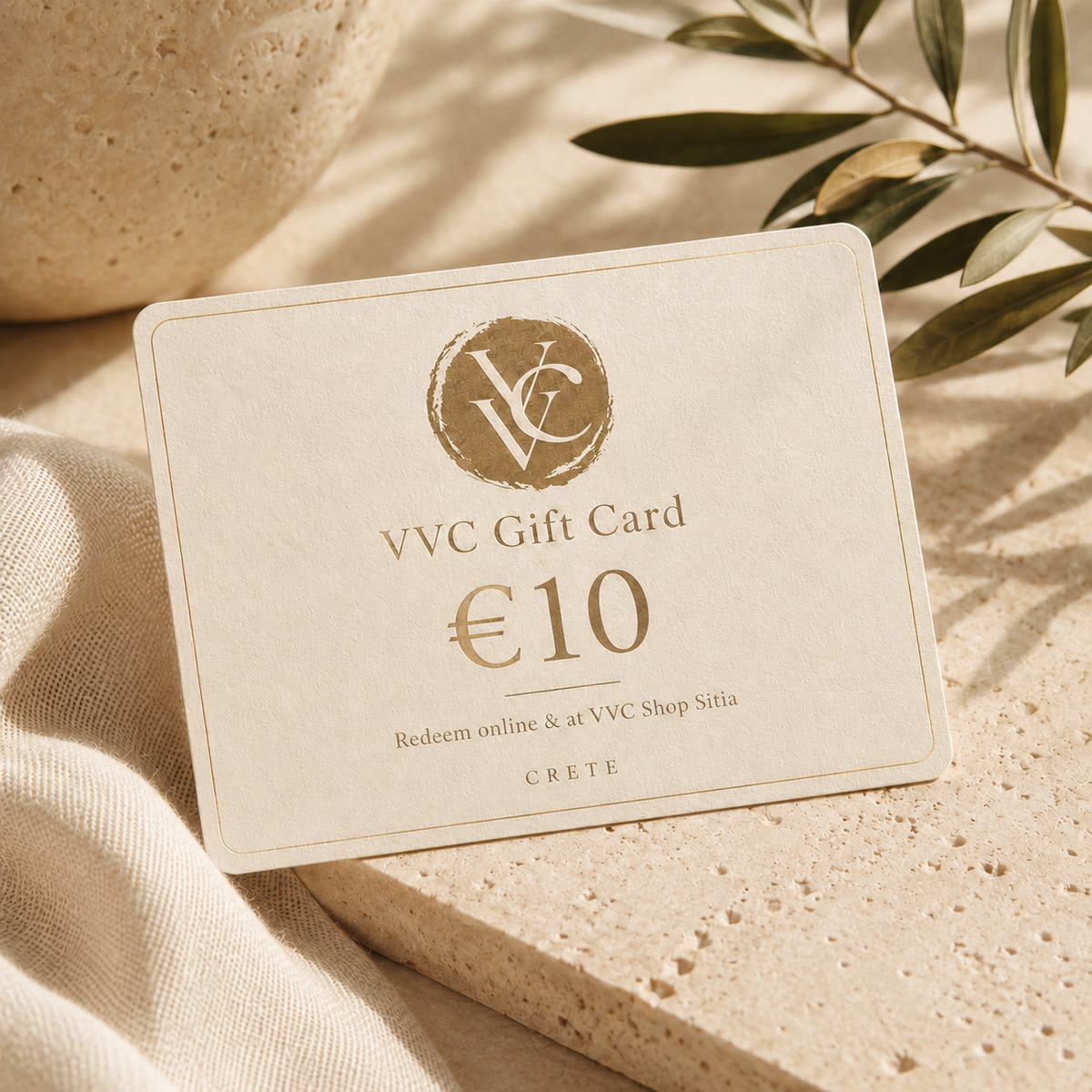VVC €10 digital gift card for fashion and lifestyle shopping online and at VVC SHOP Sitia
