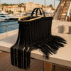 VVC™ Large Raffia Basket with Long Black Satin Fringes
