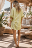 VVC™ Playful Boho Cover-Up in Apple Green Zebra print, back view, lightweight viscose mini dress and beach cover-up from VVC SHOP Sitia.