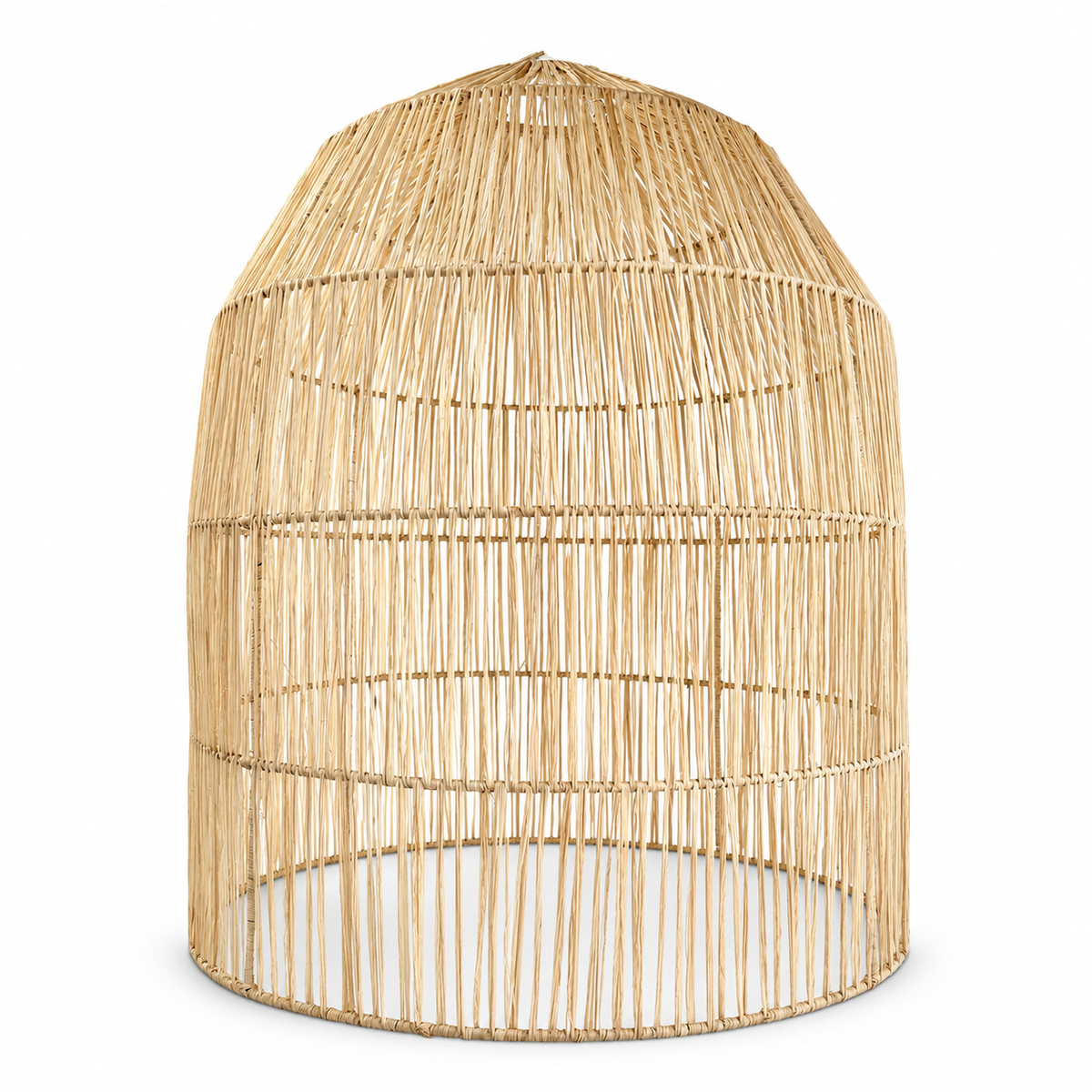 XXL natural raffia pendant lampshade, 70 × 65 cm, photographed on white for VVC Shop Sitia.