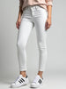 Front view of Miss Sister skinny jeans with zipper and button closure