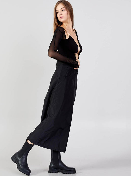 Trousers Black Wide Leg ¾ Length