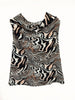 Short Arm Top with Waterfall Neckline Multi Coloured Animal Print Zebra Look